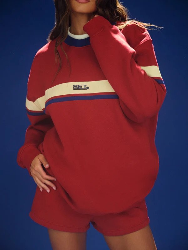 Midweight Sweats Staple SET Striped Layer Crewneck