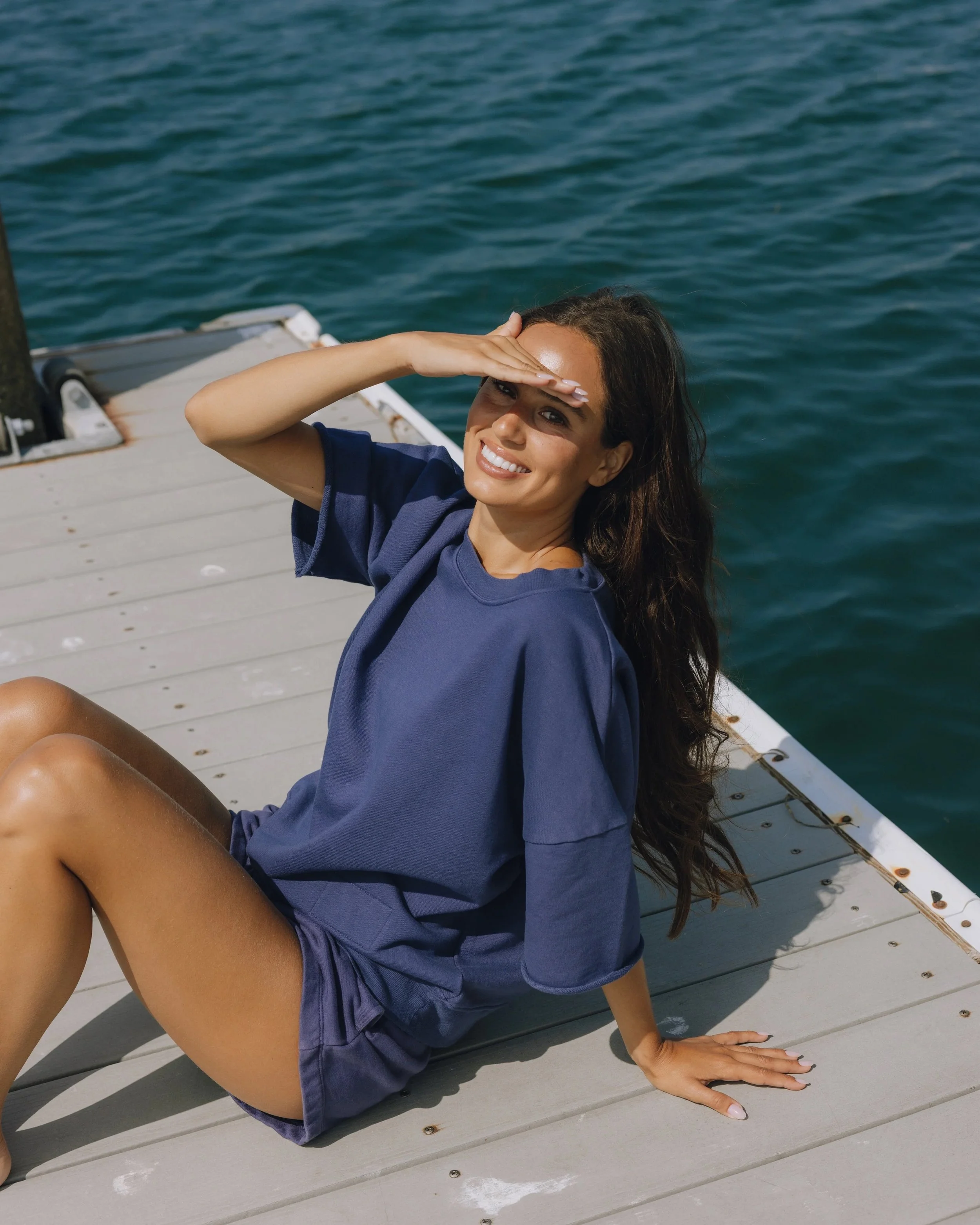 Cropped Sleeve Crew
