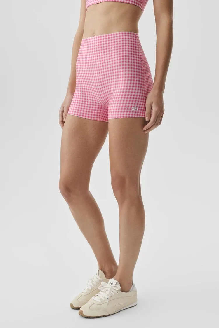 Airlift Gingham High-Waist Sleek Short 3"