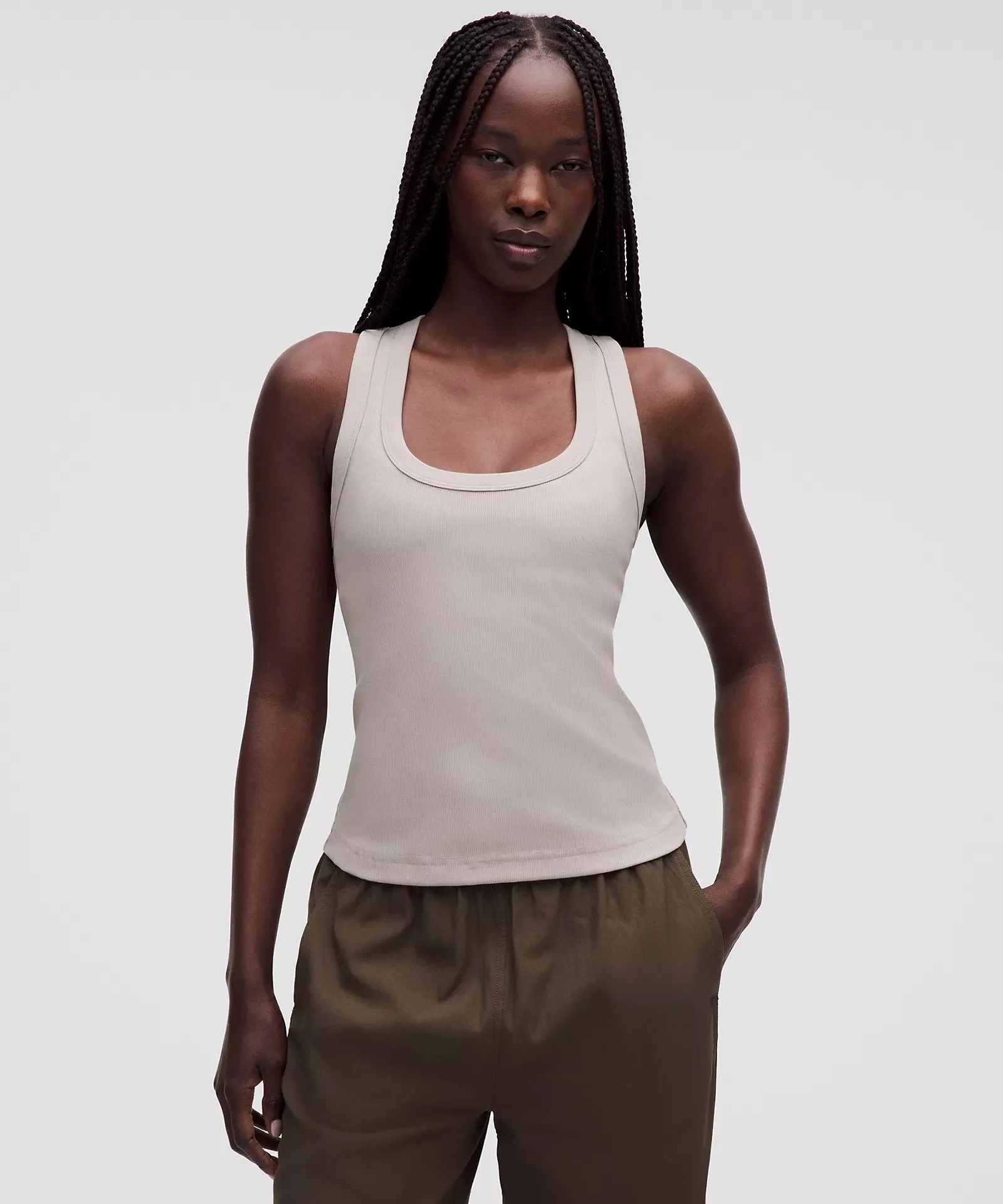 Little Ribbed Scoop-Neck Tank Top