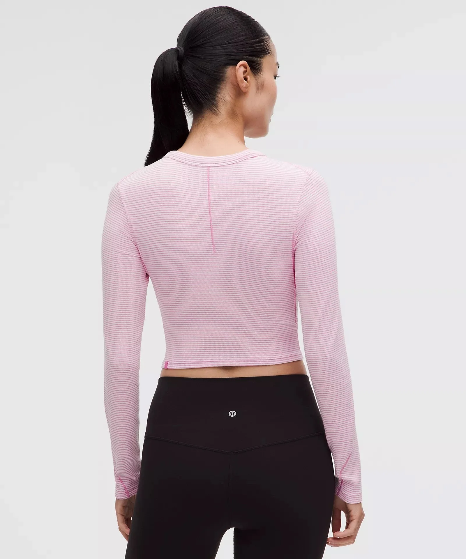 Hold Tight Straight-Hem Cropped Long-Sleeve Shirt - Surround Stripe