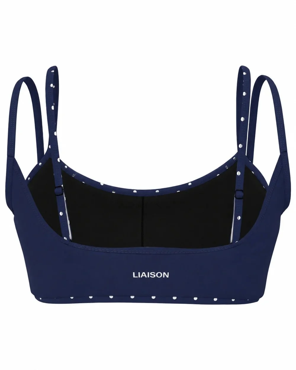 Double Layer Scoop Bra - Navy &amp; White Polka Dots