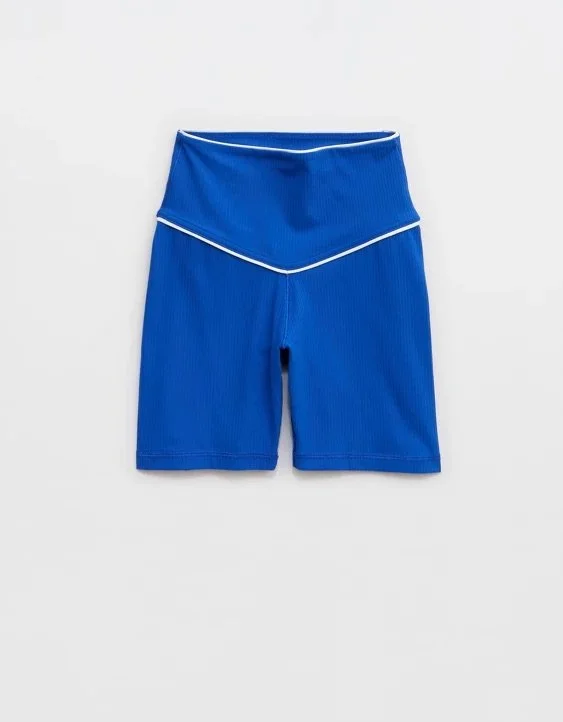 OFFLINE By Aerie Real Me XTRA High Waisted Rib Piping Bike Short 5”