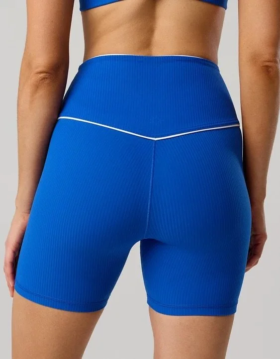 OFFLINE By Aerie Real Me XTRA High Waisted Rib Piping Bike Short 5”
