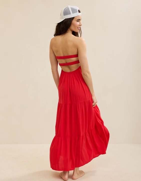 Aerie Strapless Cut Out Maxi Dress