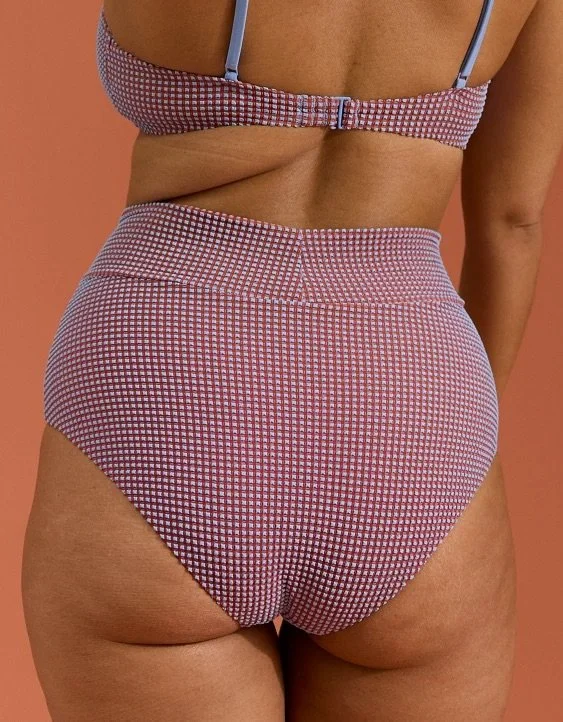 Aerie Gingham High Waisted Full Coverage Bikini Bottom