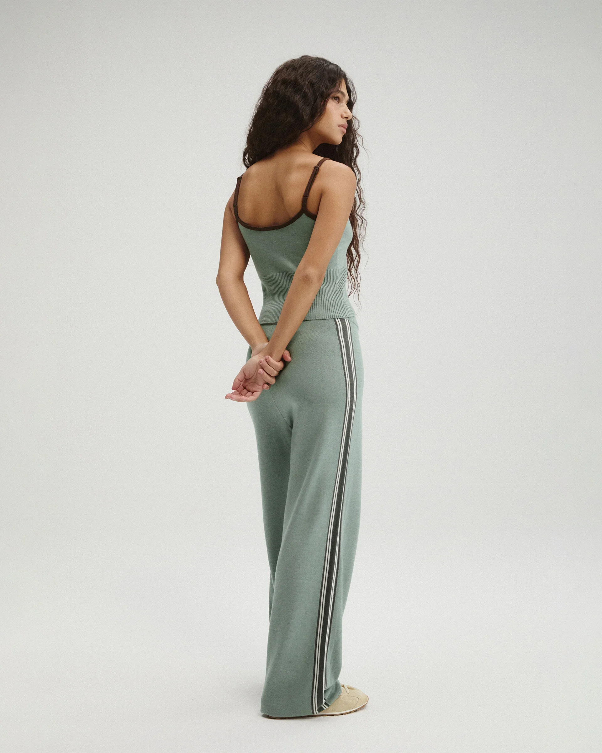 Knit Stripe Straight Leg Trousers
