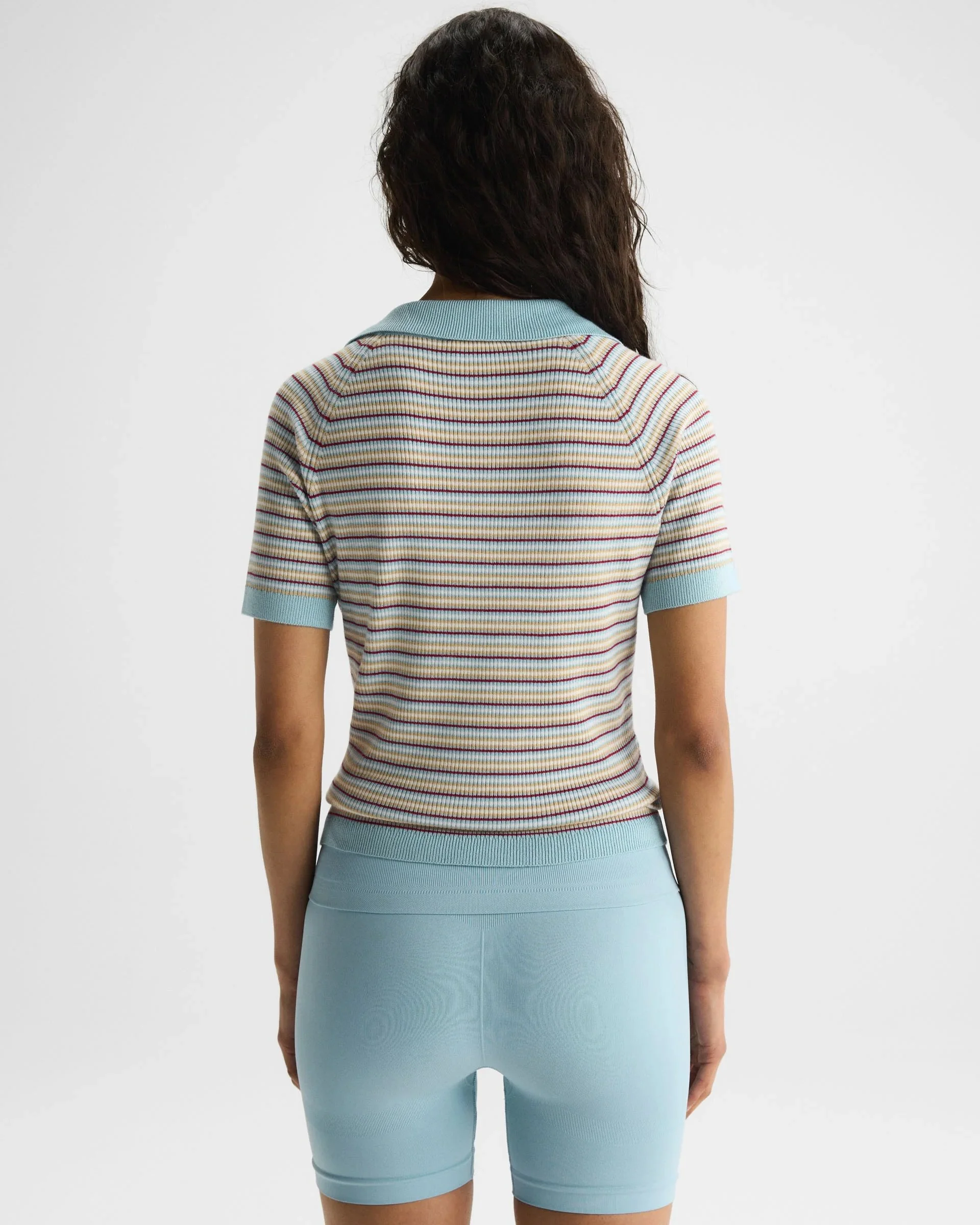 Stripe Knit Polo Top