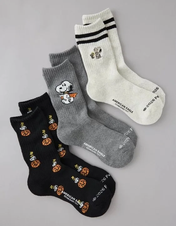 AE Snoopy Halloween Crew Socks 3-Pack