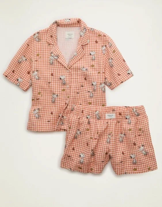 AE Snoopy Cotton Gauze Short-Sleeve PJ Set