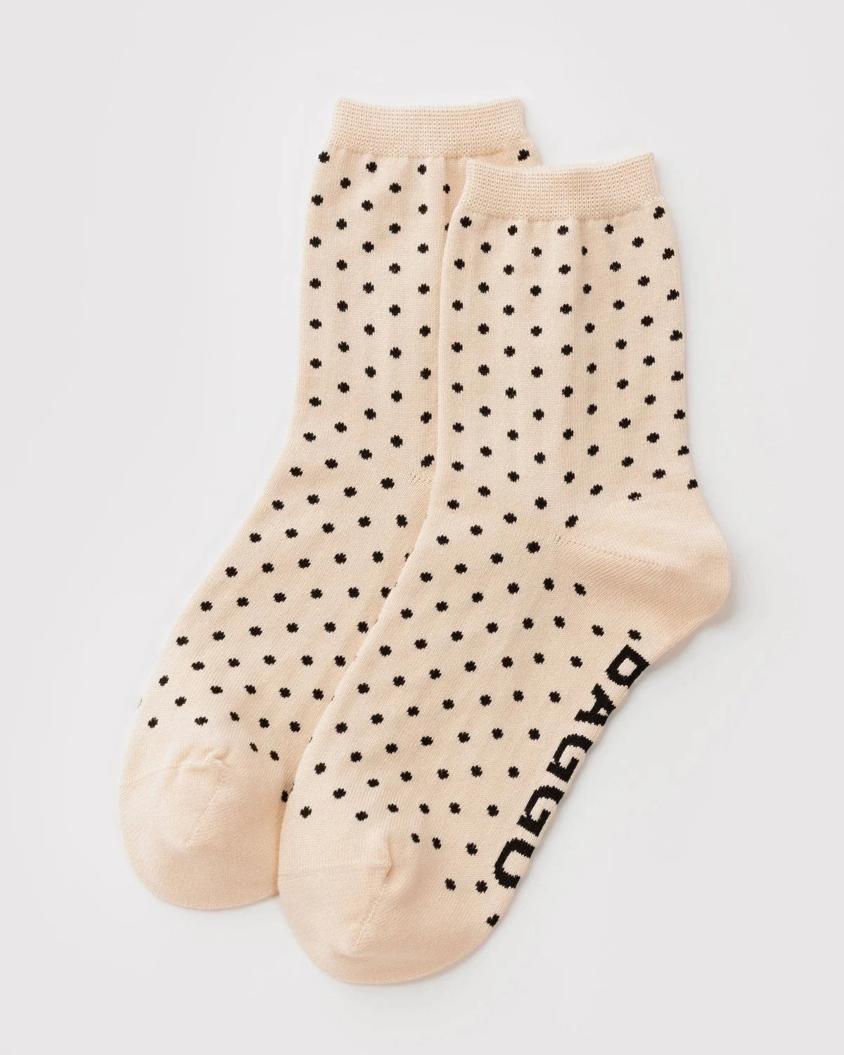 Crew Sock - Micro Cream &amp; Black Polka Dot