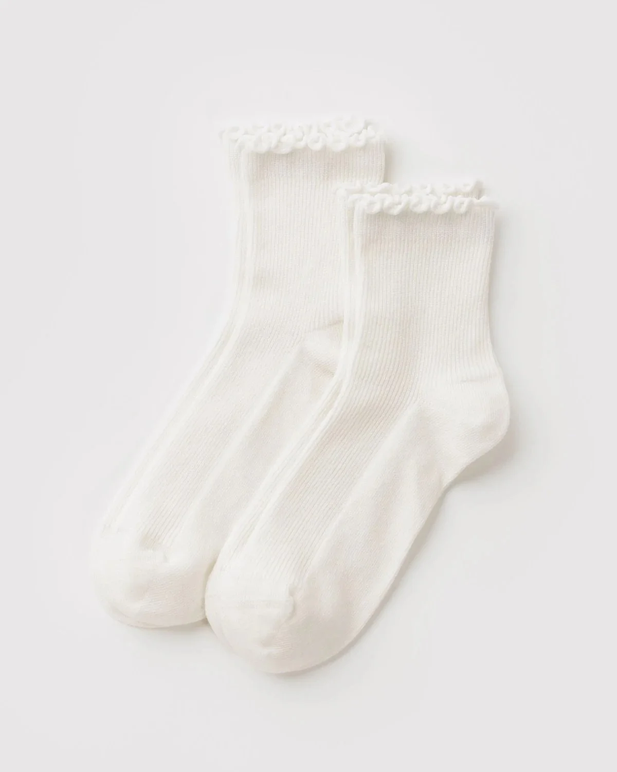 Lettuce Edge Sock Set of 2 - White