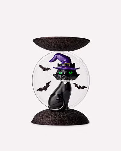 Light-Up Cat and Moon Pedestal 3-Wick Candle Holder