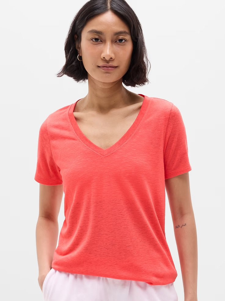 Breezy Scoop V-Neck Tee