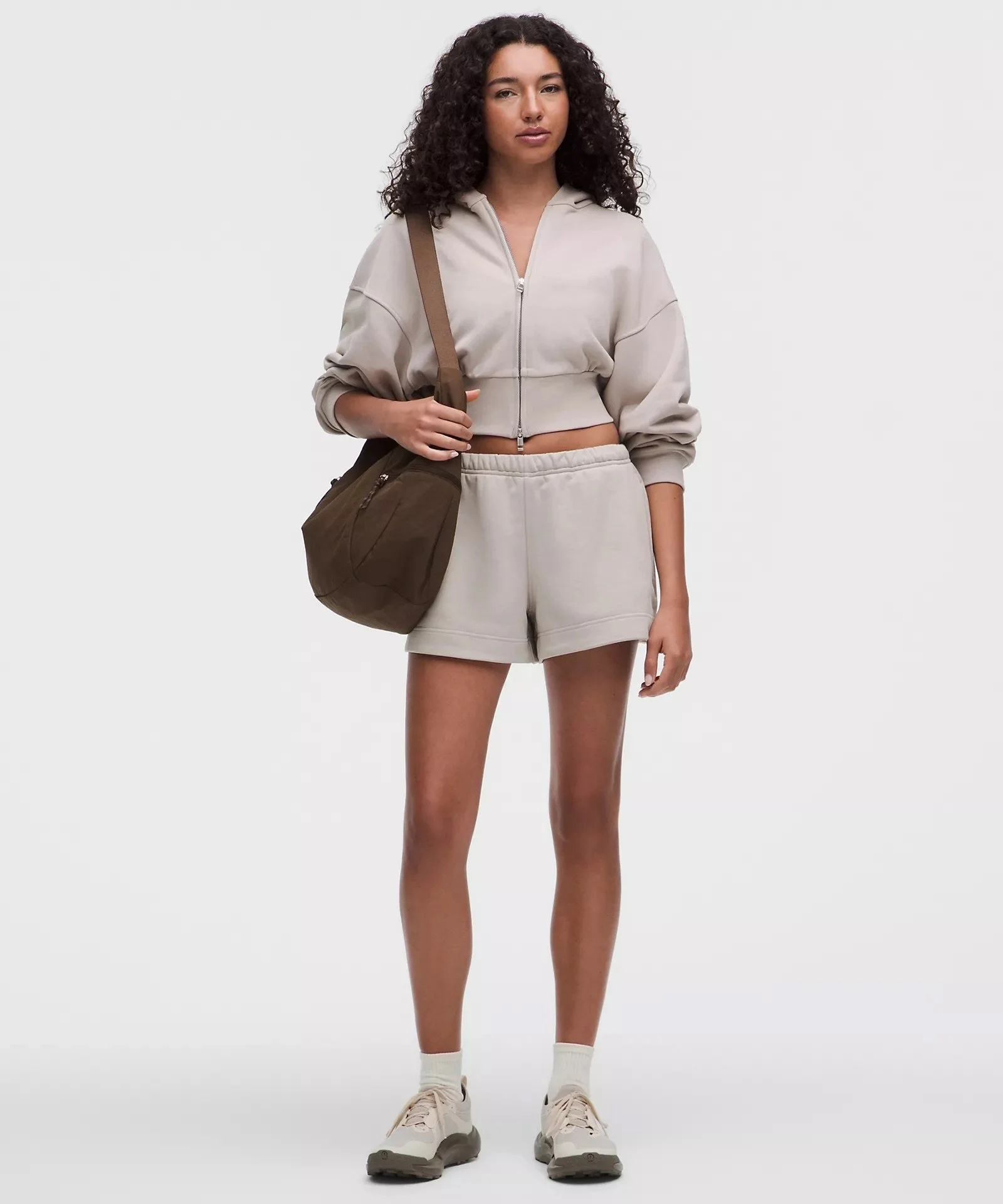 French Terry Cropped Full-Zip Hoodie