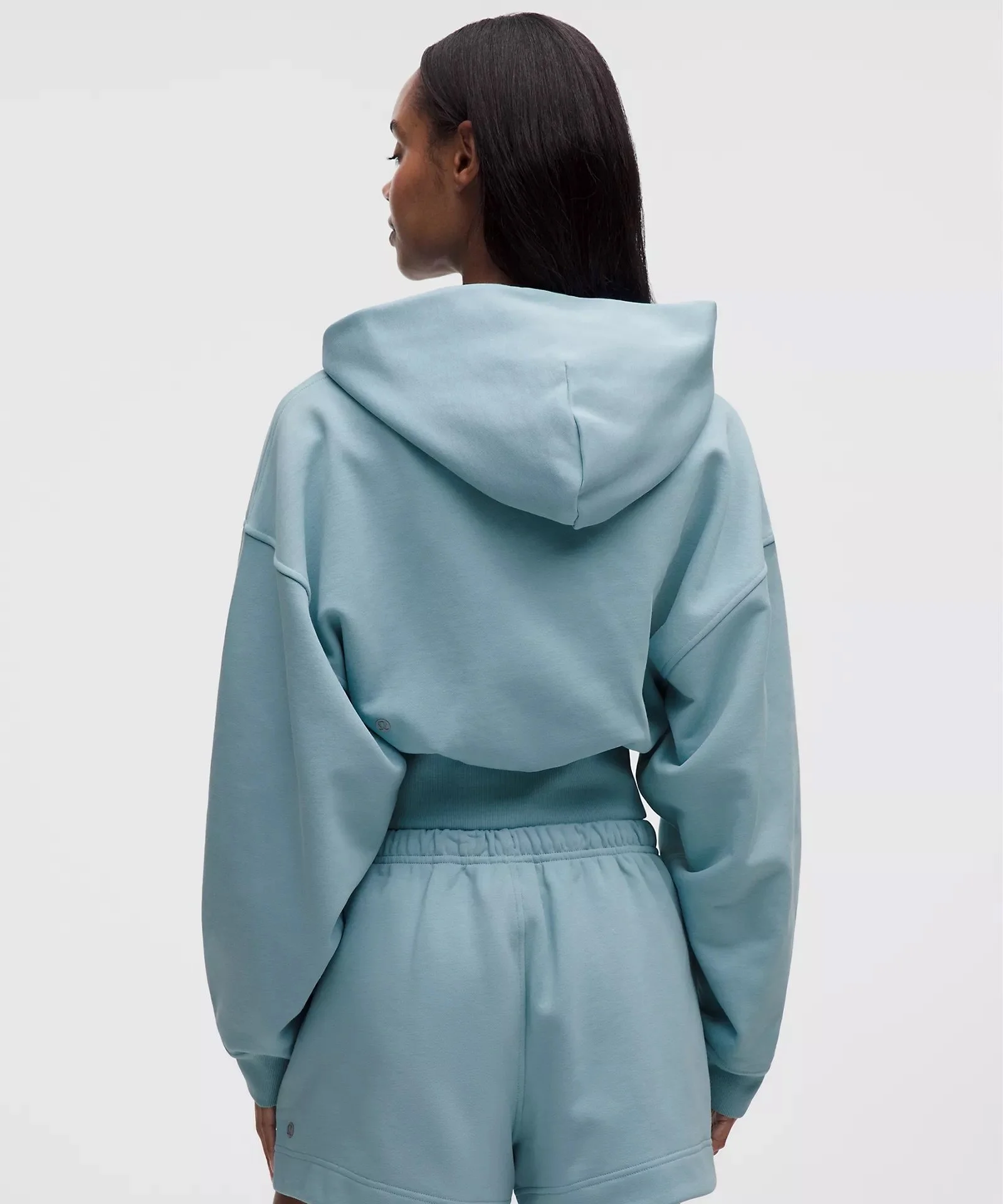 French Terry Cropped Full-Zip Hoodie