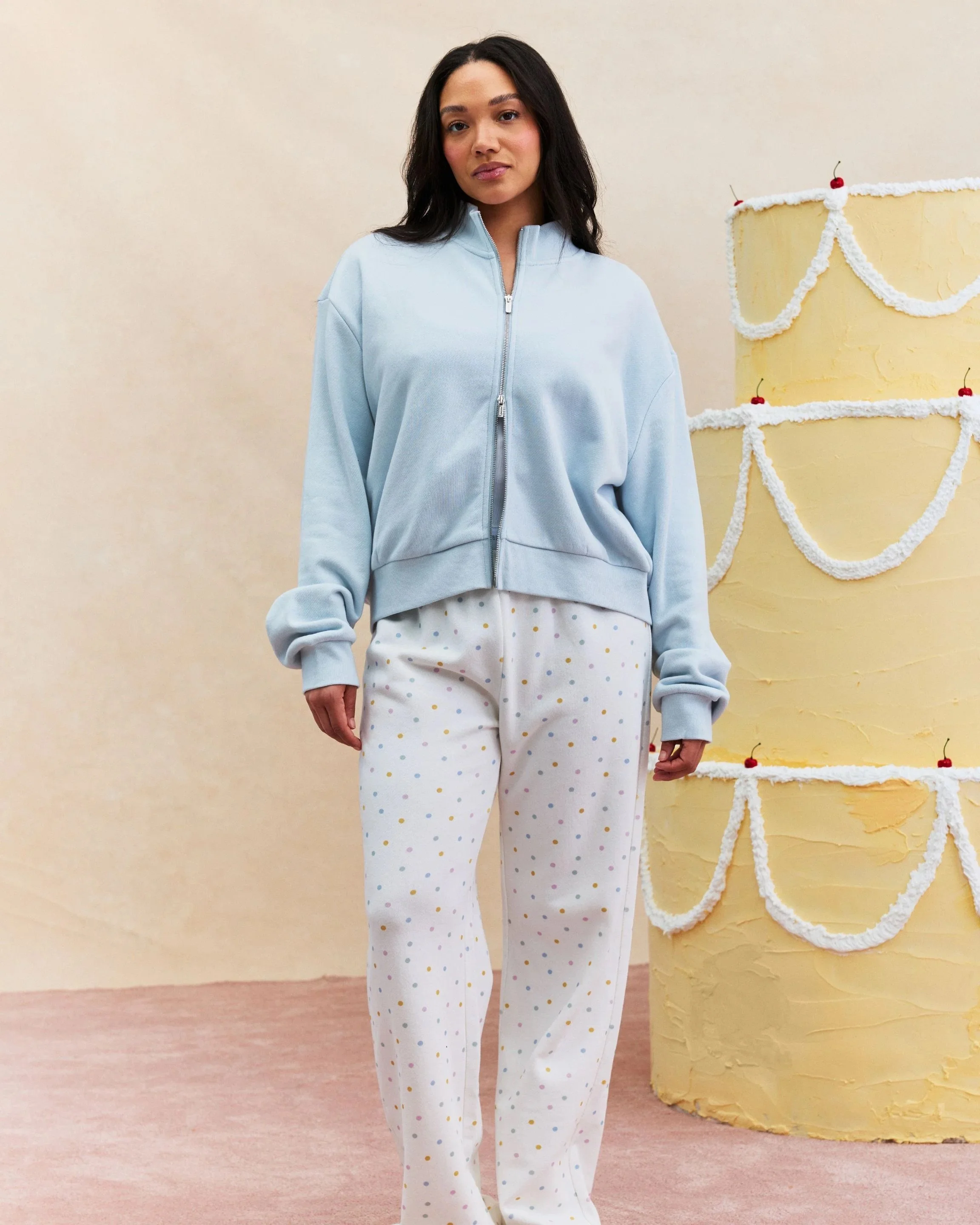 Zip Up Mockneck - Frosting