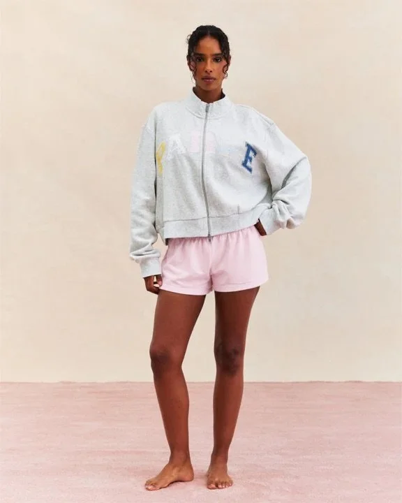 Patchwork Zip Up Mockneck