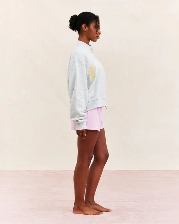Patchwork Zip Up Mockneck