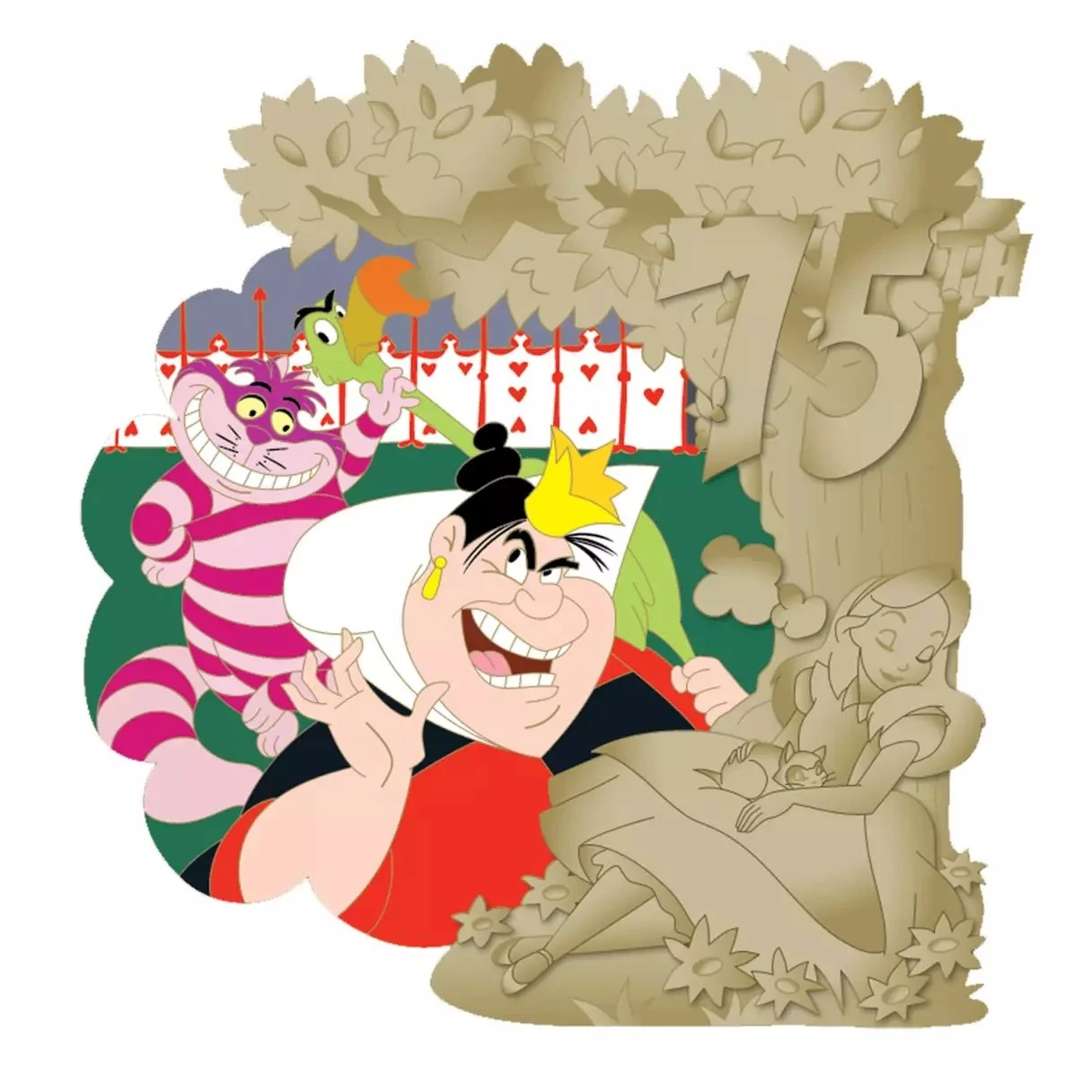 D23-Exclusive The Queen of Hearts and Cheshire Cat Pin