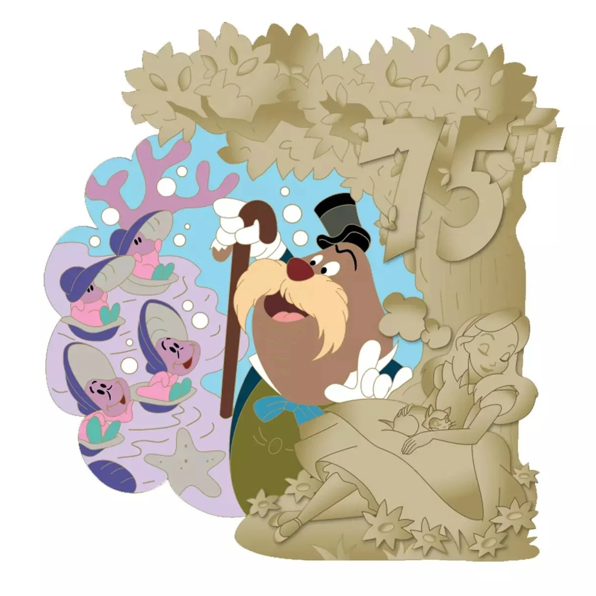 D23-Exclusive The Walrus and Baby Oysters Pin