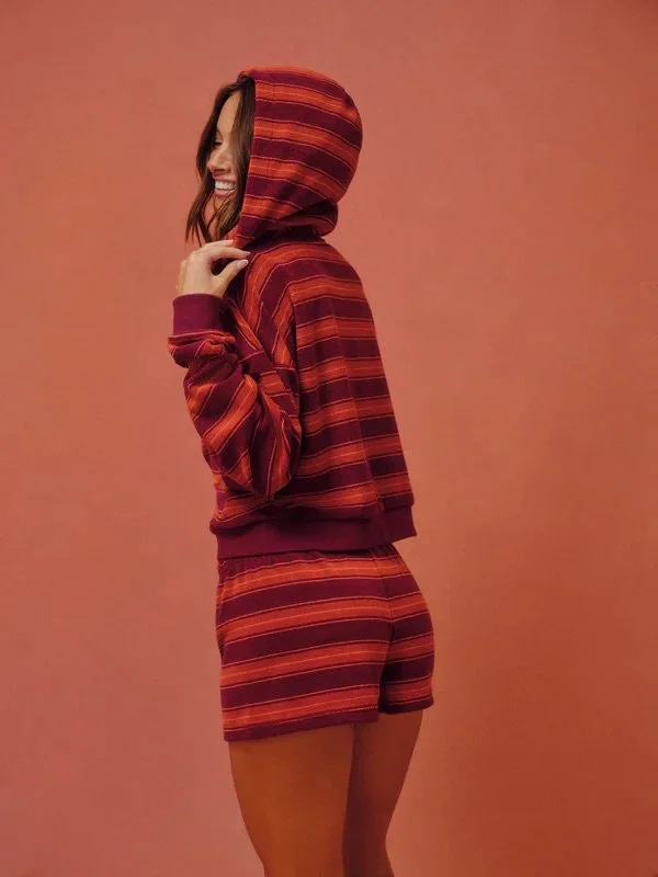 Towel Terry Terry Stripe Funnel Zip Hoodie