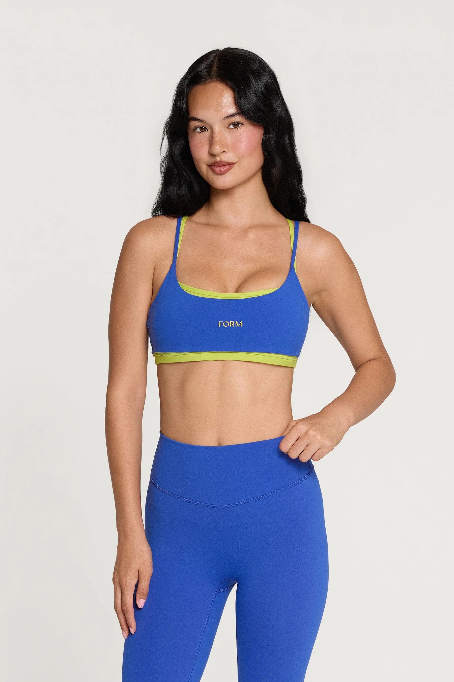 Criss Cross Layered Bra - Cobalt &amp; Lime
