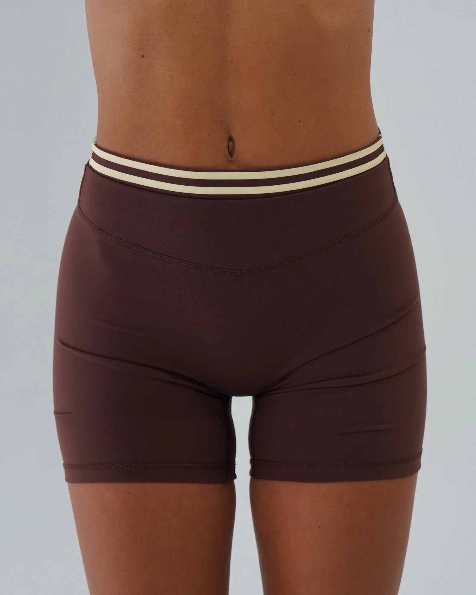Layered Sculpt Short V2 - Mocha Brown &amp; Banana Stripes