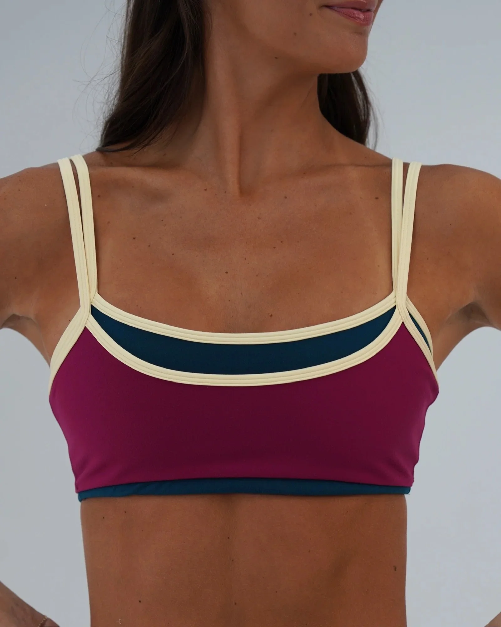 Multi-Color Double Layer Scoop Bra - Aftersun