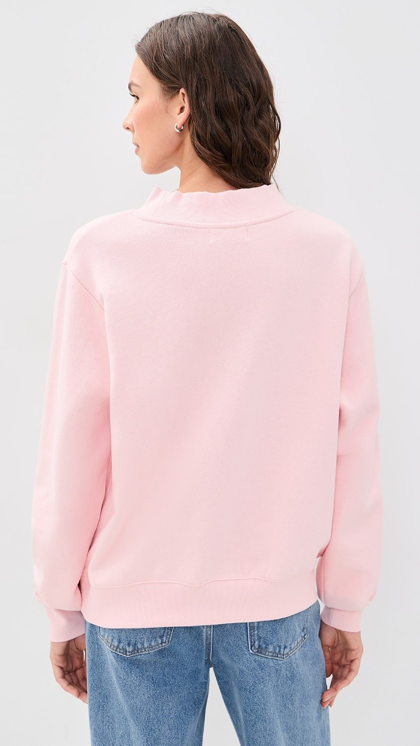 Varsity Mock Neck Sweatshirt - Rose