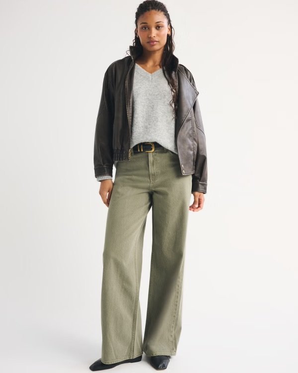Curve Love High Rise Wide Leg Olive Jean