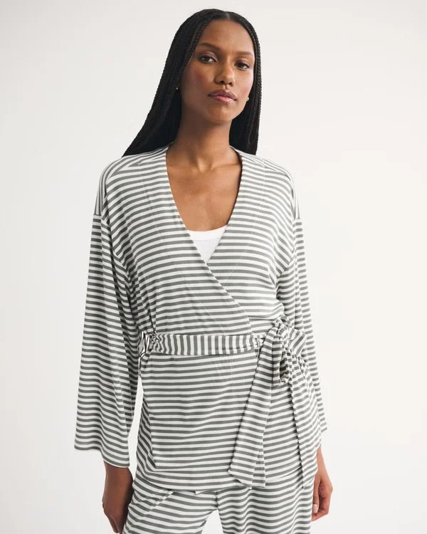 Modal-Blend Lounge Rib Wrap Top
