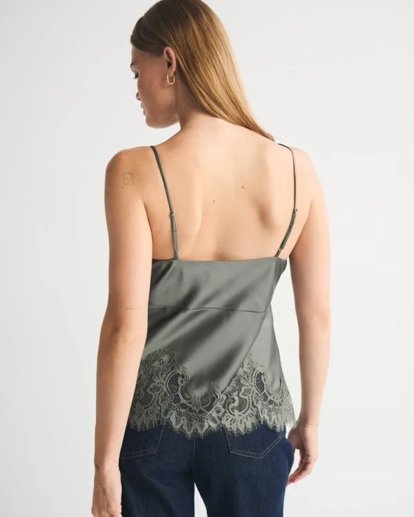 Bra-Free Bella Lace-Trim Satin Cami