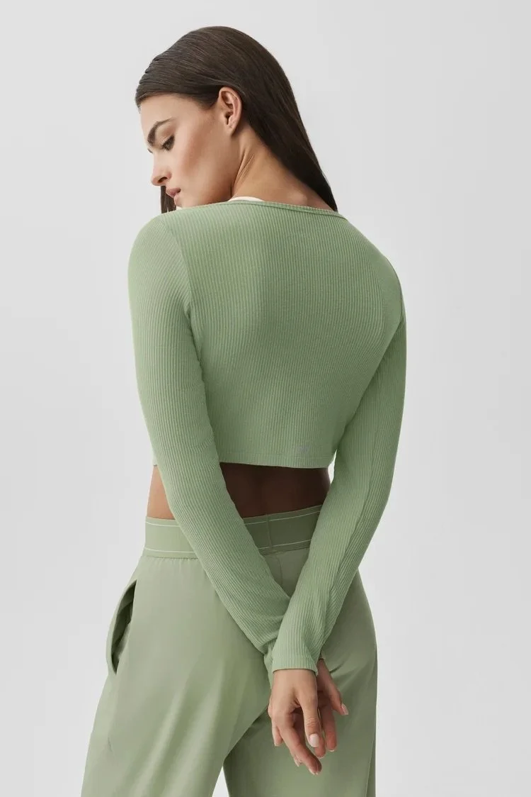 Ribbed Cropped Whisper Cardigan