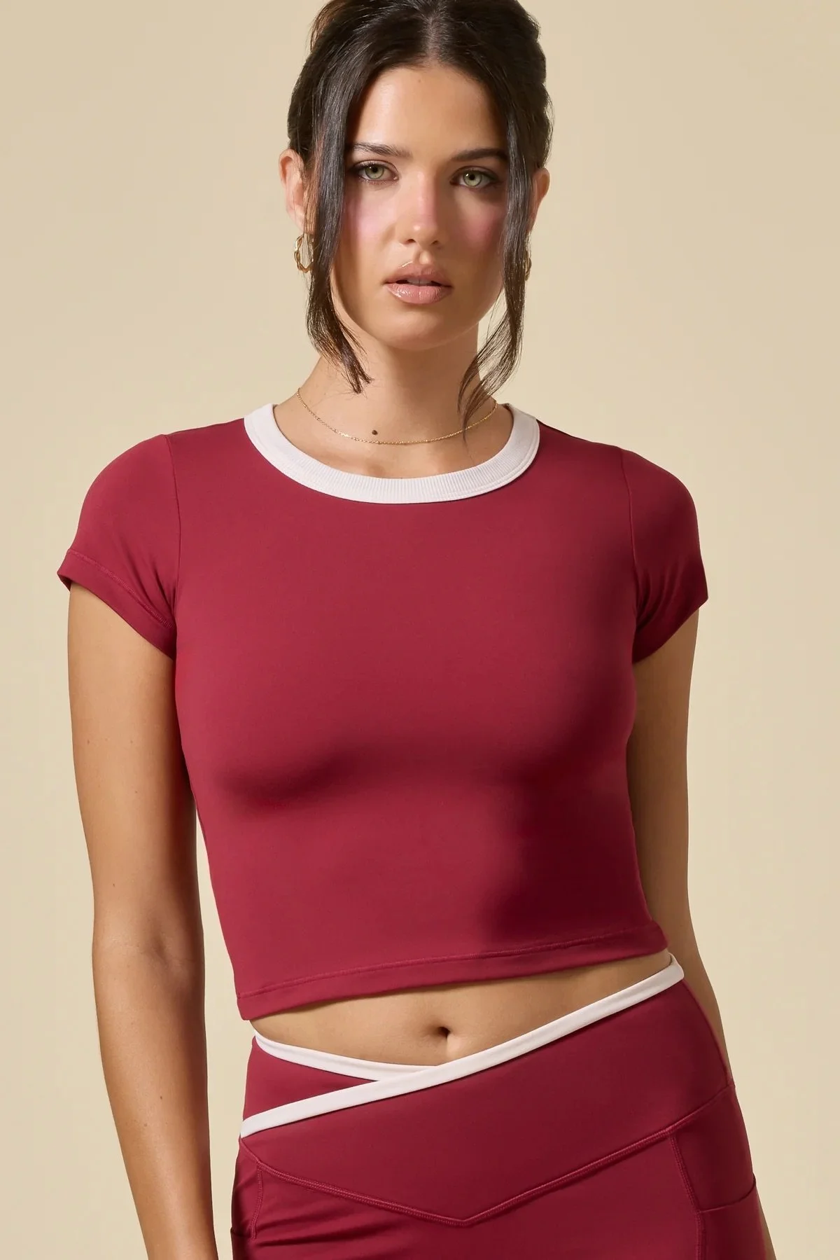 Call Me Baby Ringer Tee - Ruby Contrast