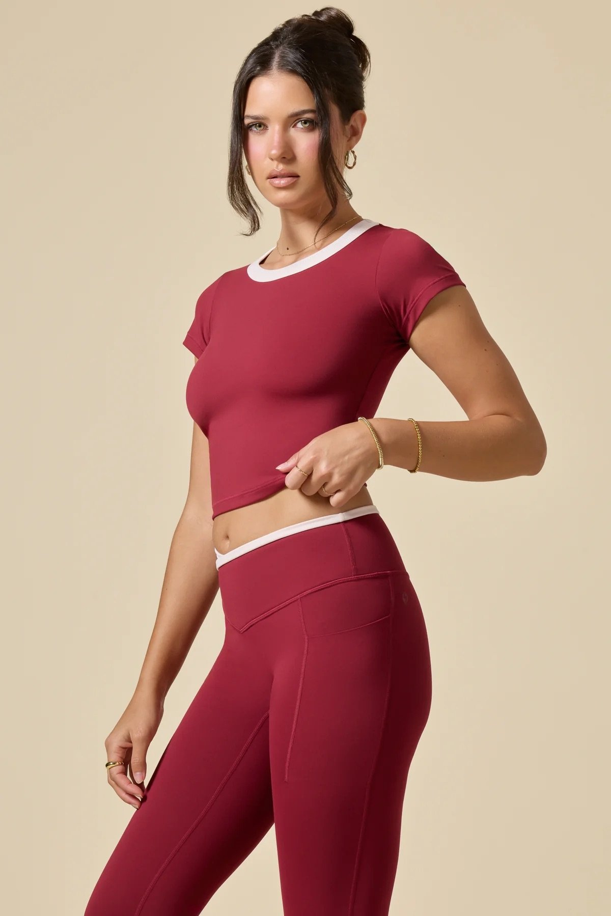 Call Me Baby Ringer Tee - Ruby Contrast