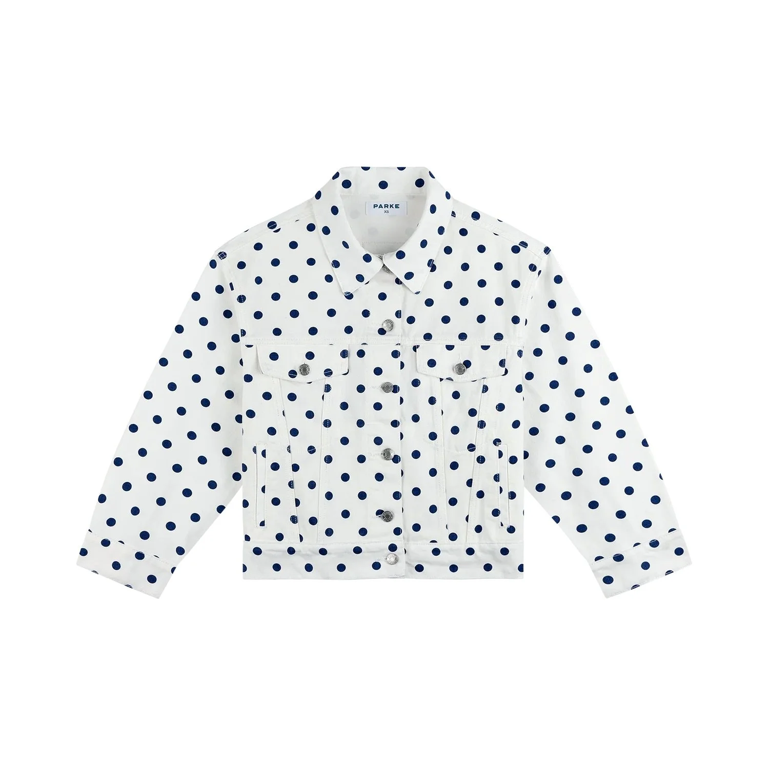 Polka Dot Oversized Denim Jacket - White Polka Dot