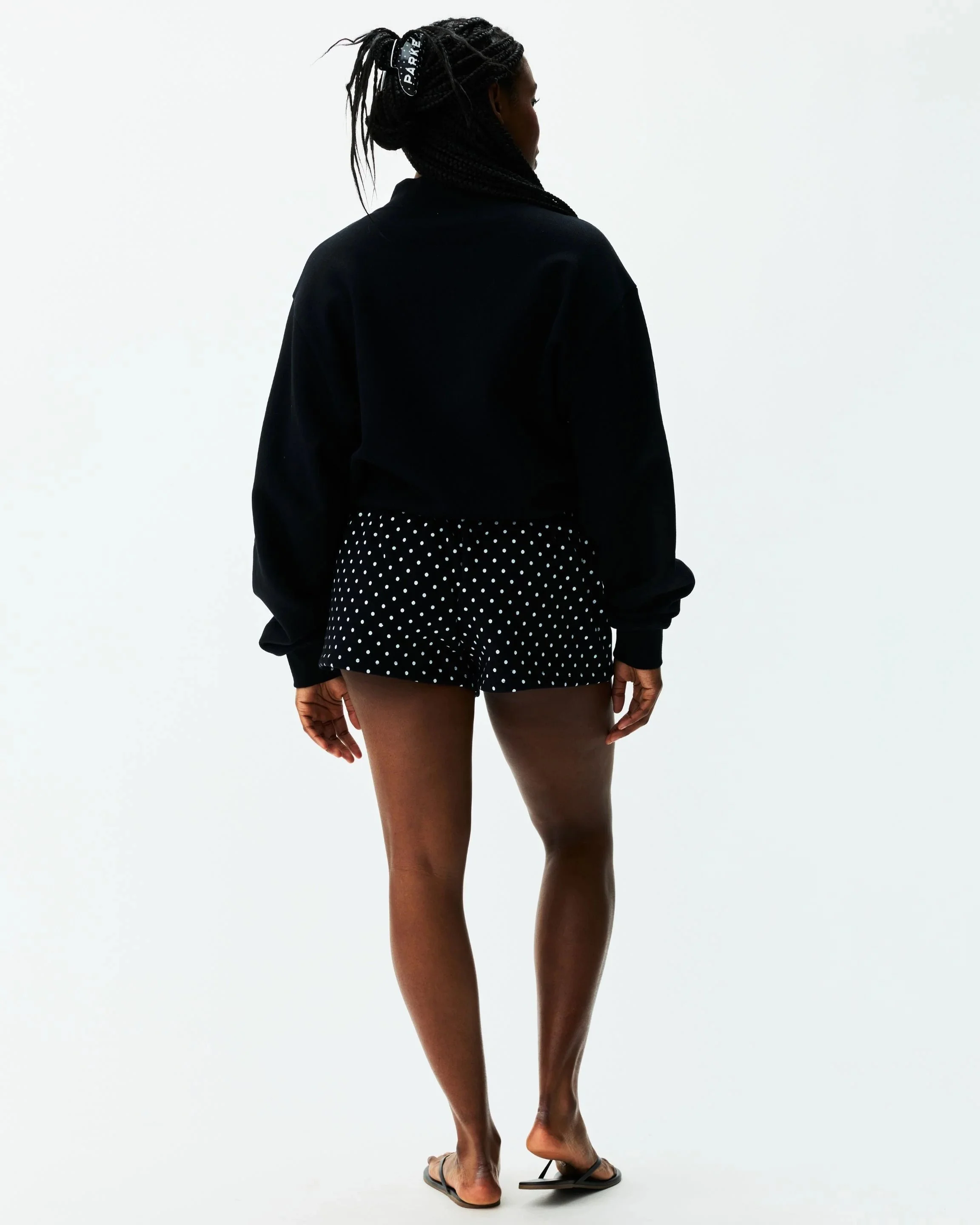 Polka Dot Letter Varsity Mockneck - Black