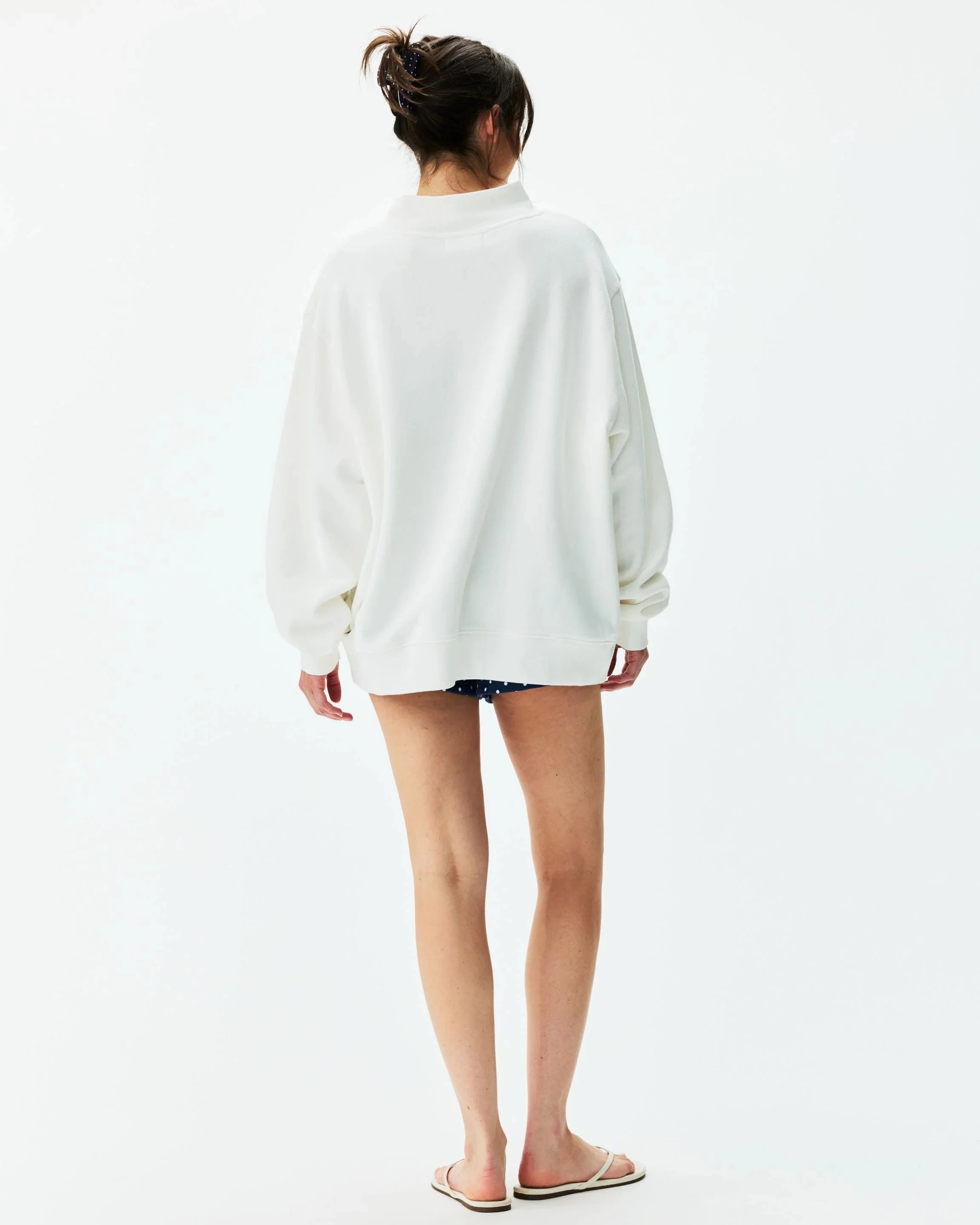 Polka Dot Letter Varsity Mockneck - White