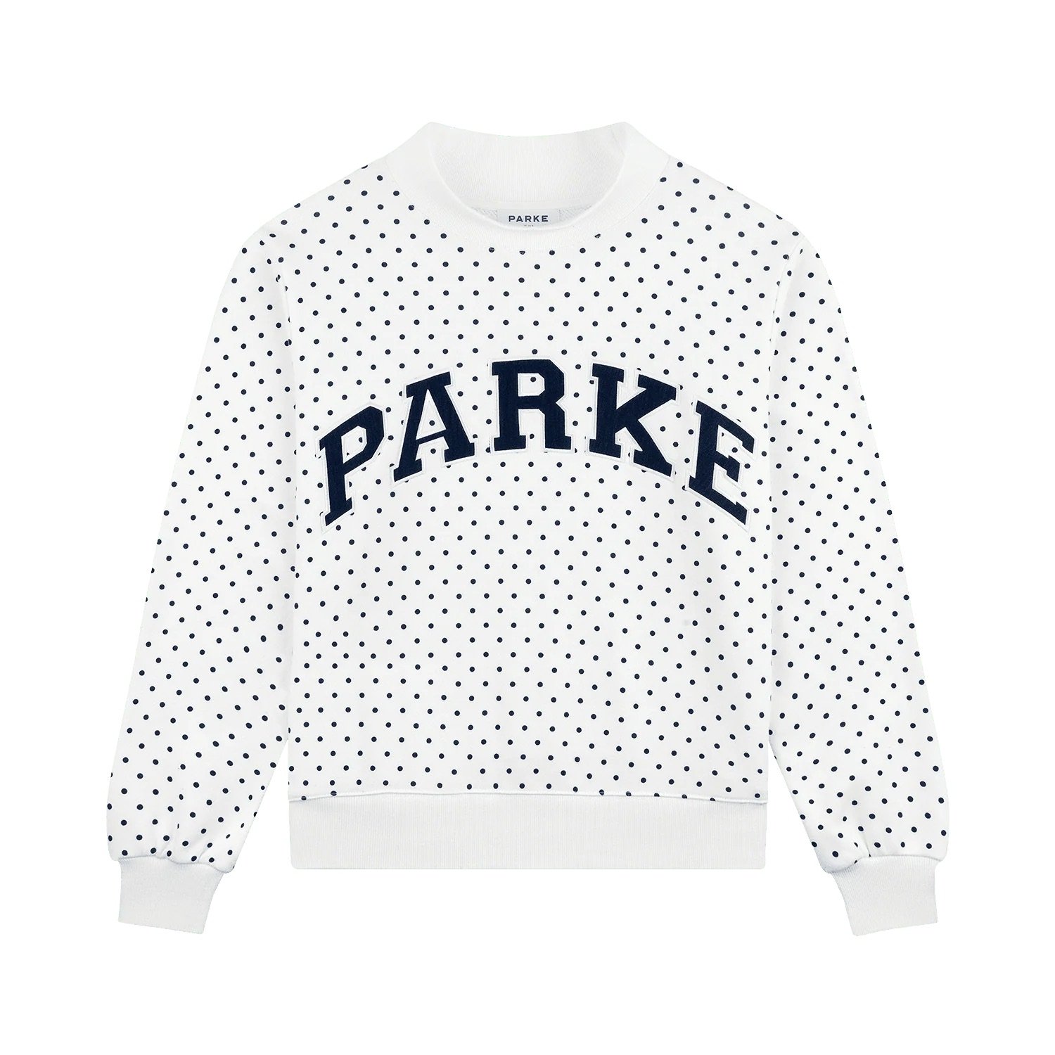 Polka Dot Varsity Mockneck - White Polka Dot
