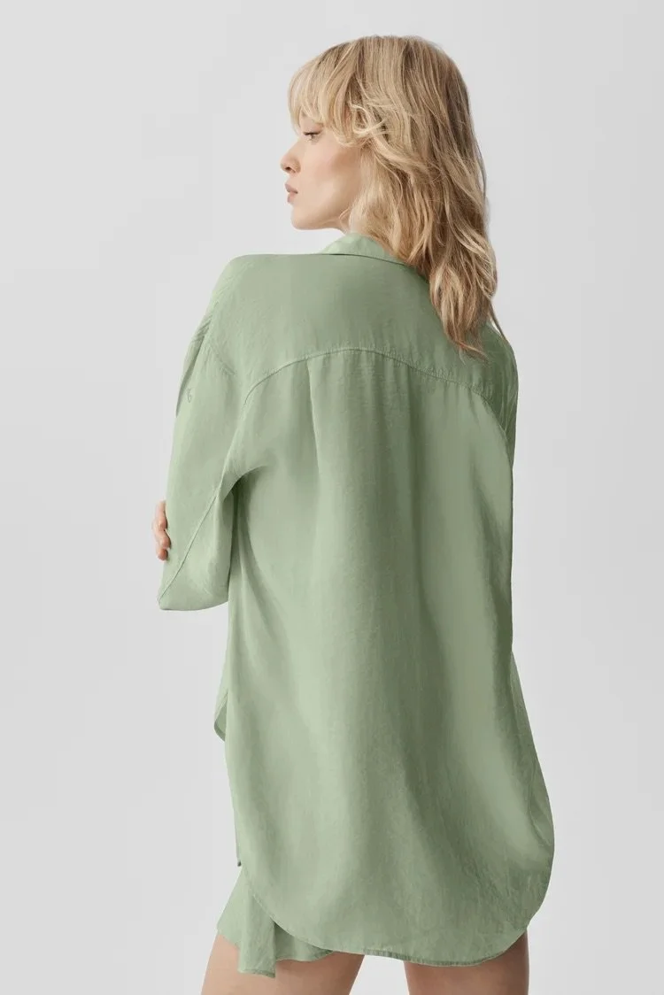 Semi-Sheer Golden Hour Button Down Long Sleeve