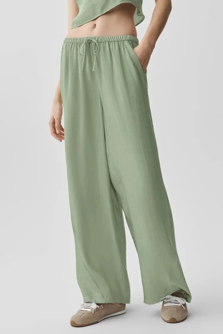 Semi-Sheer Golden Hour High-Waist Straight Leg Pant
