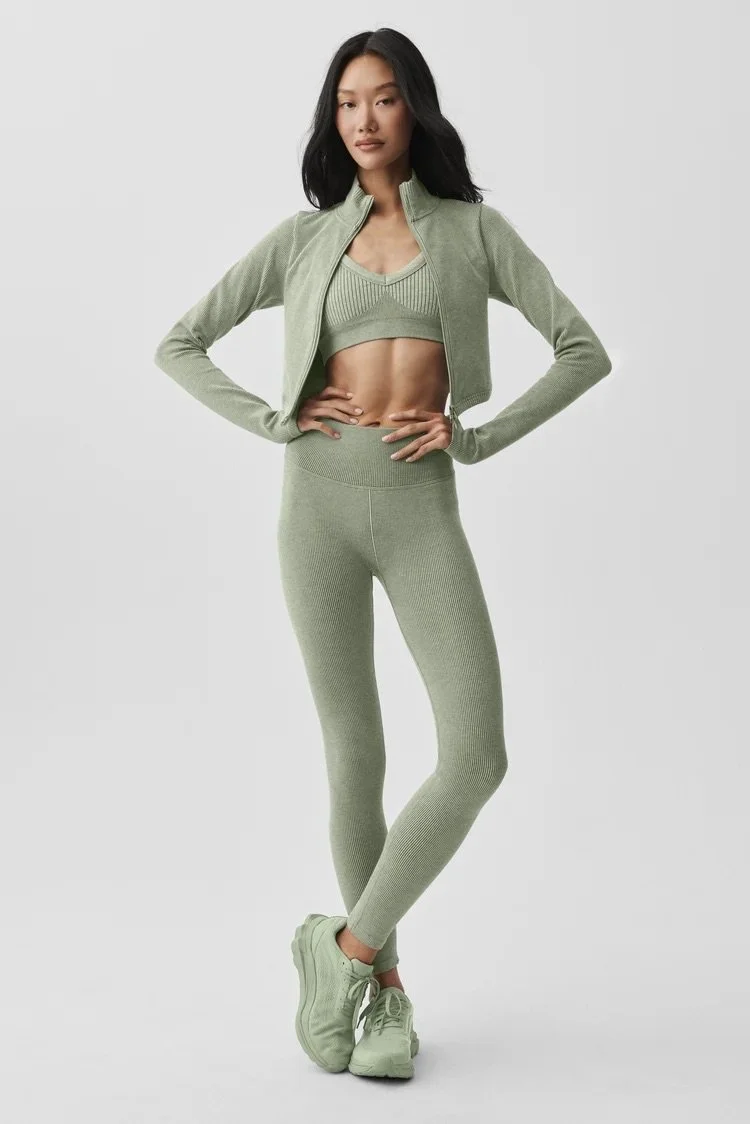 Seamless High-Waist Two Tone Rib Legging
