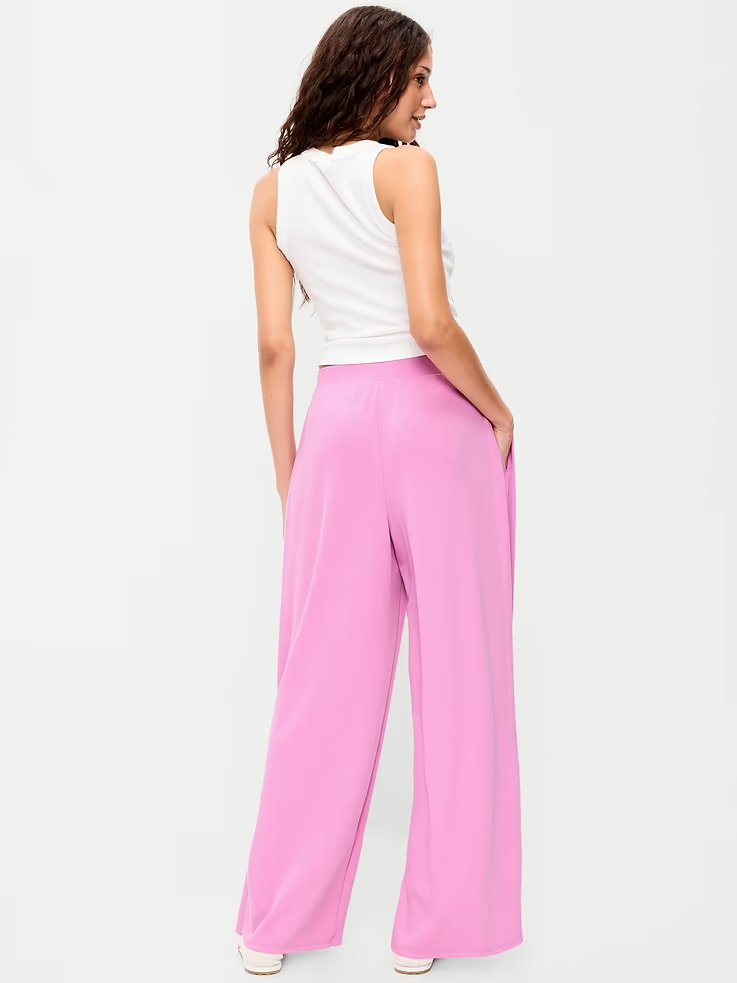 High-Waisted Bounce Lite Drapey Wide-Leg Pleated Pants