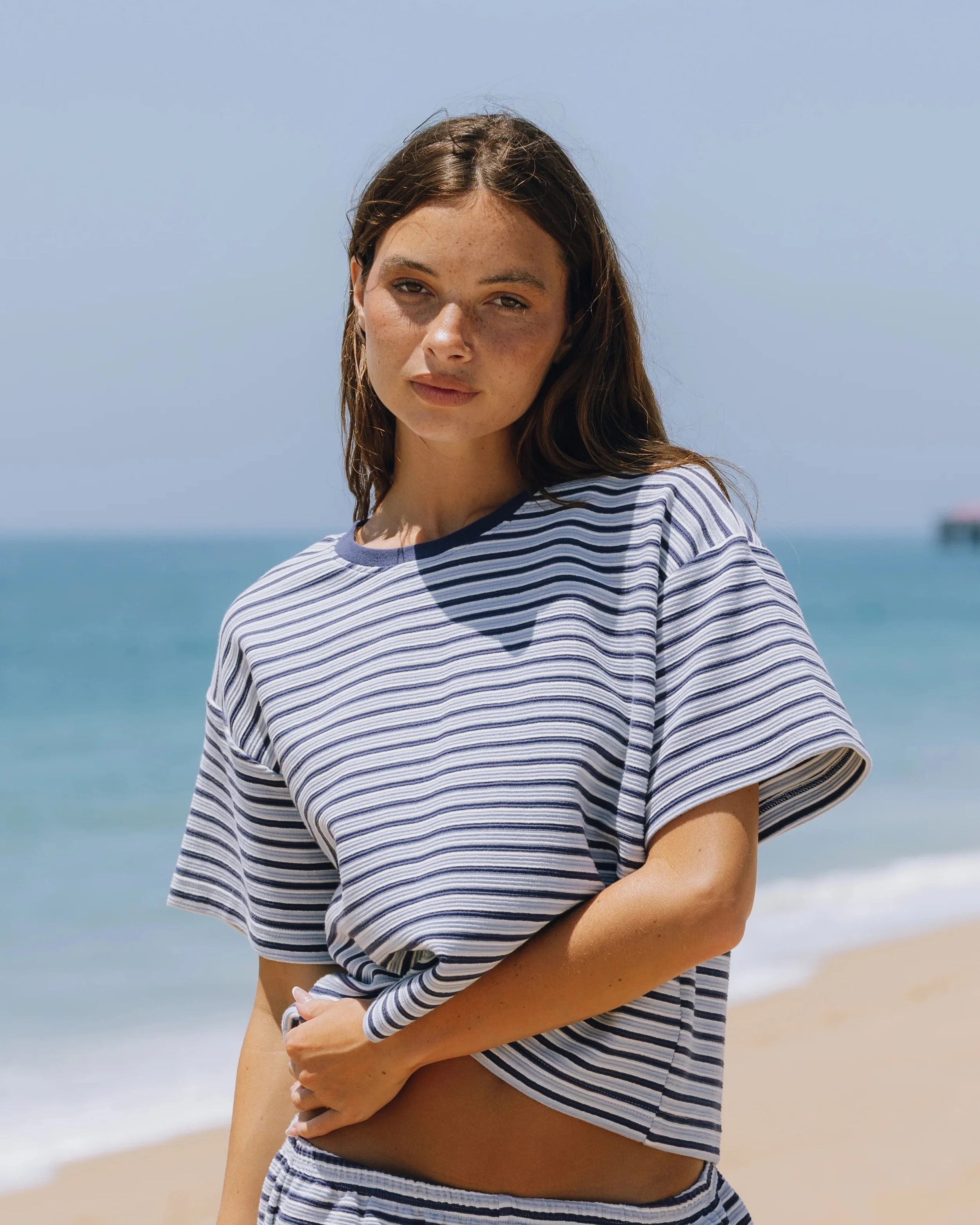 Striped Ribbed Relaxed Tee