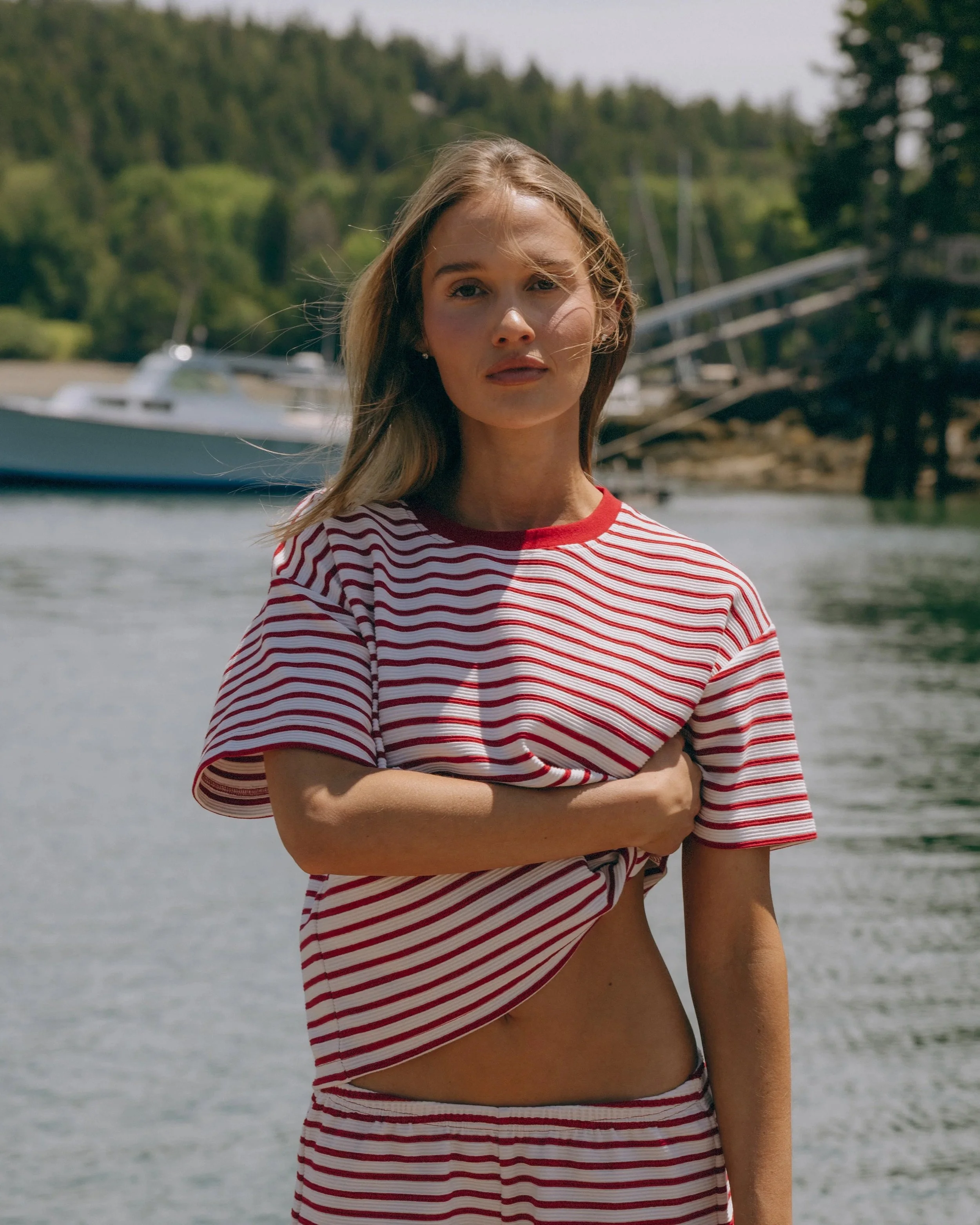 Striped Ribbed Relaxed Tee