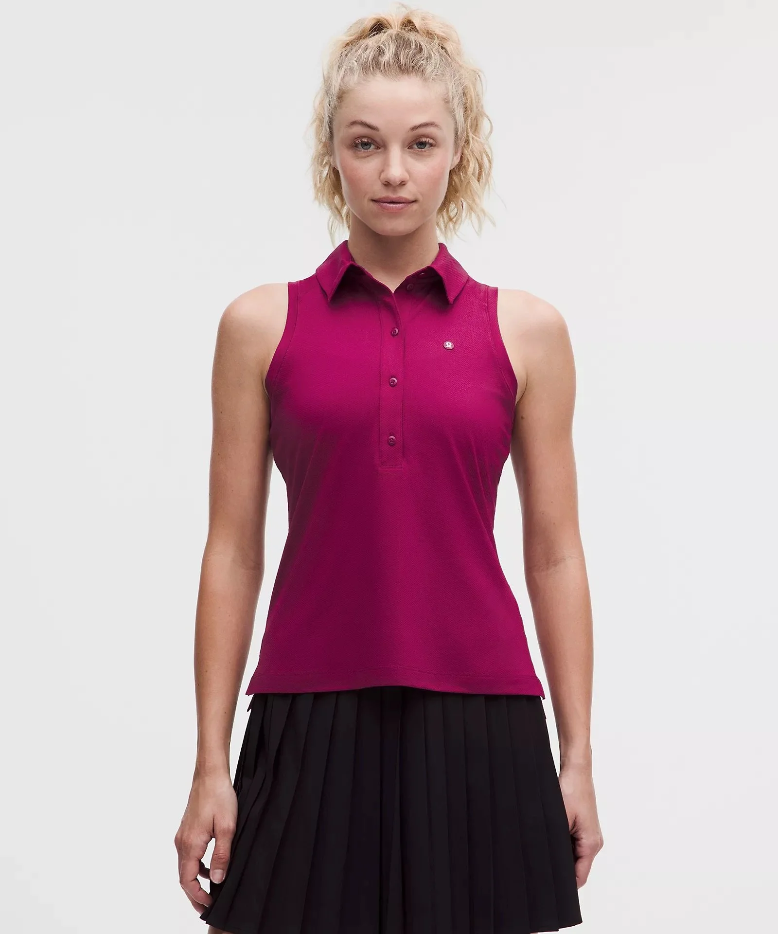 Quick-Dry Sleeveless Polo Shirt Straight Hem Logo