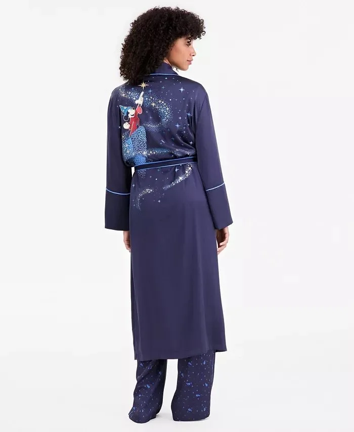 Sorcerer's Apprentice Mickey Long-Sleeve Satin Wrap Robe