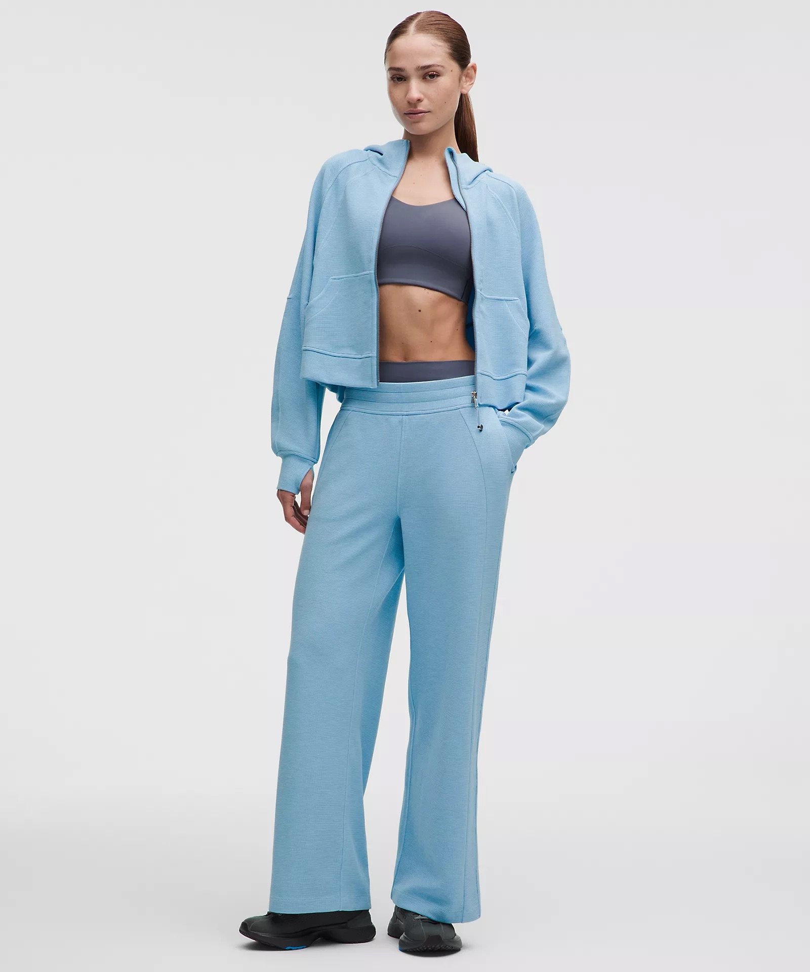 Scuba Mid-Rise Wide-Leg Pant Waffle