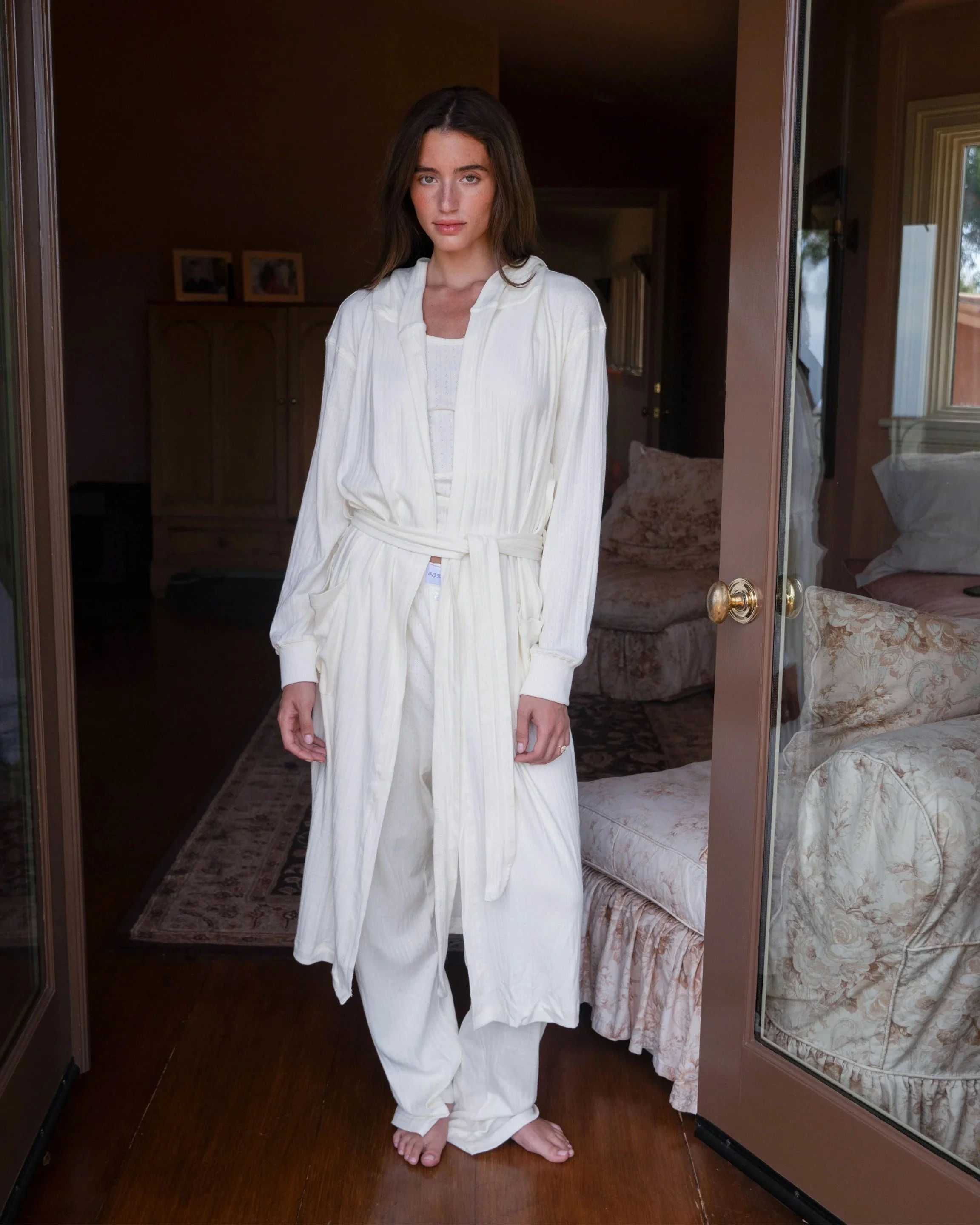 Pointelle Robe - Pearl